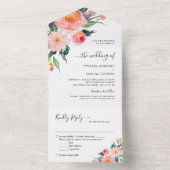 水お洒落色植物性フローラ結婚ズ オールインワン招待状 (内側)