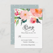 水お洒落色植物性RSVP応答 出欠カード (正面/裏面)