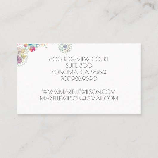 水お洒落色育児 名刺 (裏面)