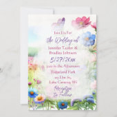 水お洒落色蝶フローラ結婚ズ 招待状 (正面)