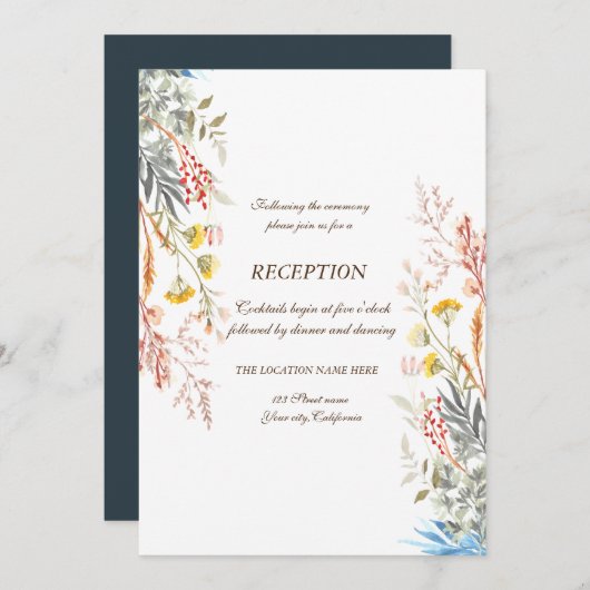 水お洒落色野草乾燥披露宴 招待状 (正面/裏面)