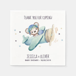 水お洒落色飛行機パイロットテディベア スタンダードカクテルナプキン