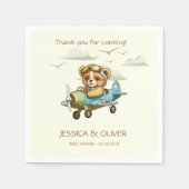 水お洒落色飛行機パイロットテディベア スタンダードカクテルナプキン (正面)