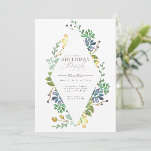 水お洒落色 |誕生日パーティー招待状 招待状 (スタンド正面)