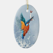 水からのカワセミの飛行 セラミックオーナメント (右)