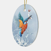 水からのカワセミの飛行 セラミックオーナメント (左)
