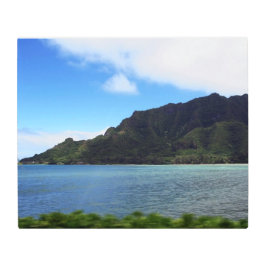 水から山への自然の写真 メタルプリント