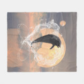 水から成っているハートのイルカの素早く書き留めること フリースブランケット (正面(横))