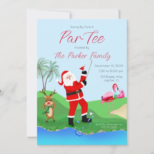 水から抜け出すサンタのマティーニパーティー 招待状 (正面)
