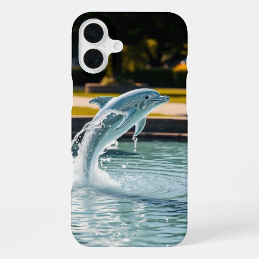 水から飛び出すイルカの形 iPhoneケース (裏面)