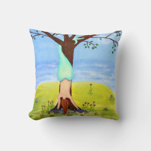 "水から"人魚のファンタジーの芸術 クッション (正面)