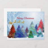 水かわいらしのカラフルカラーツリーサンタクリスマス シーズンポストカード (正面/裏面)
