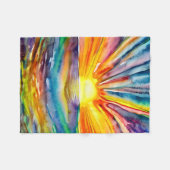 水かわいらしの反射に沈む夕日 フリースブランケット (正面(横))