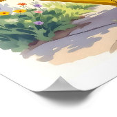 水かわいらしやり缶に黄色い花 ポスター (角)