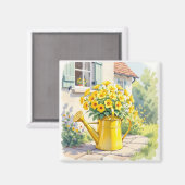 水かわいらしやり缶に黄色い花 マグネット