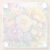 水かわいらしカラフル彩愛アートの花 ガラスコースター (裏面)