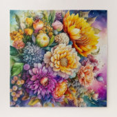 水かわいらしカラフル彩愛アートの花 ジグソーパズル (横)