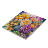 水かわいらしカラフル彩愛アートの花 タイル (側面)