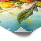 水かわいらしカラフル彩愛アートの花 ポスター (角)