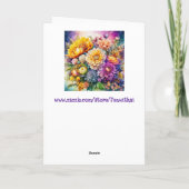 水かわいらしカラフル彩愛アートフラワーズ誕生日 カード (裏面)