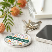 水かわいらしカラフル彩花模様ピンク キーホルダー (側面)