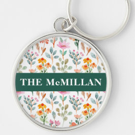 水かわいらしカラフル彩花模様ピンク キーホルダー