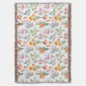 水かわいらしカラフル彩花模様ピンク スローブランケット (正面縦)