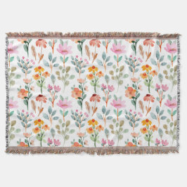 水かわいらしカラフル彩花模様ピンク スローブランケット