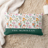 水かわいらしカラフル彩花模様ピンク ランバークッション (ブランケット)