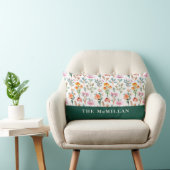 水かわいらしカラフル彩花模様ピンク ランバークッション (椅子)