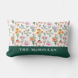 水かわいらしカラフル彩花模様ピンク ランバークッション