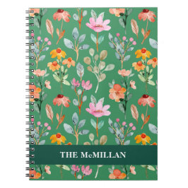 水かわいらしカラフル彩花模様 ノートブック