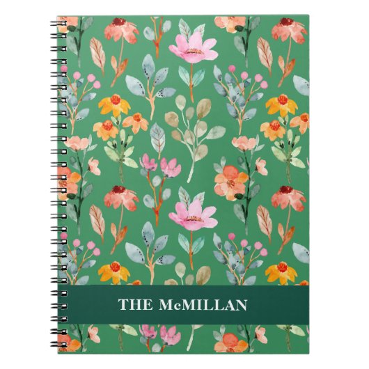 水かわいらしカラフル彩花模様 ノートブック (正面)