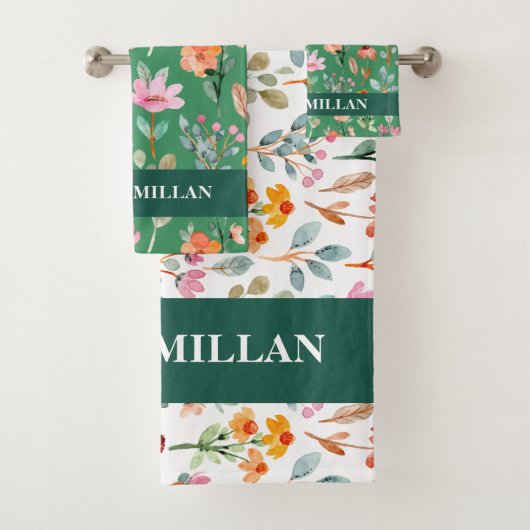 水かわいらしカラフル彩花模様 バスタオルセット (インサイチュ)