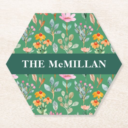 水かわいらしカラフル彩花模様 ペーパーコースター (正面)