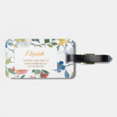 水かわいらしカラフル色の花をパーソナライズ ラゲッジタグ (裏面横)