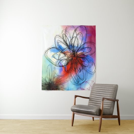 水かわいらしカラフル色の花抽象芸術 タペストリー (インサイチュ)