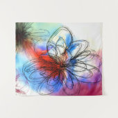 水かわいらしカラフル色の花抽象芸術 タペストリー (正面(横))