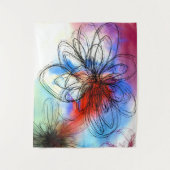 水かわいらしカラフル色の花抽象芸術 タペストリー (正面)