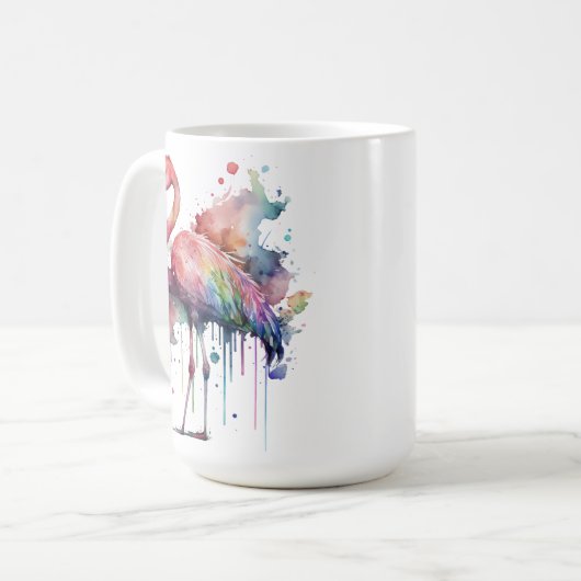 水かわいらしカラフル色フラミンゴ コーヒーマグカップ (正面左)