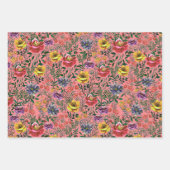 水かわいらしカラフル色春花模様 ラッピングペーパーシート (正面3)