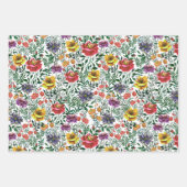 水かわいらしカラフル色春花模様 ラッピングペーパーシート (正面2)