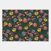 水かわいらしカラフル色春花模様 ラッピングペーパーシート (正面)