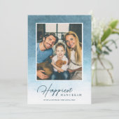 水かわいらしグラデーション色Hanukkahフォトカード シーズンカード (スタンド正面)