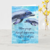 水かわいらし彩イルカ|聖なる書物、 経典 カード (黄色い花)