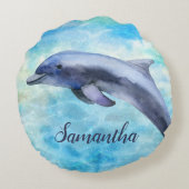 水かわいらし彩イルカ|詩と名前 ラウンドクッション (裏面)