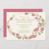 水かわいらし彩花のリース誕生会 招待状 (正面/裏面)