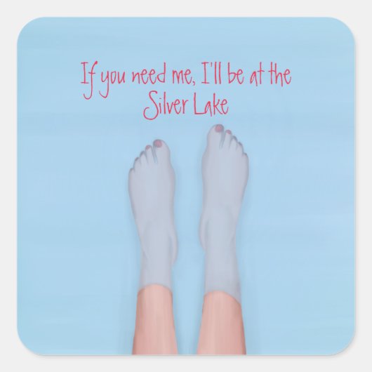 水かわいらし札カードに浸クールける足 スクエアシール (正面)