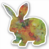 水かわいらし色うさぎ シール (正面)