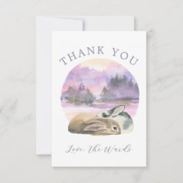 水かわいらし色のウサギ サンキューカード